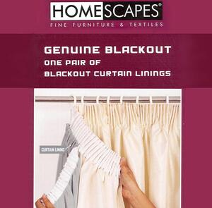 Homescapes Thermal 3 Pass Total Blackout Curtain Lining Pair 65 x 54"