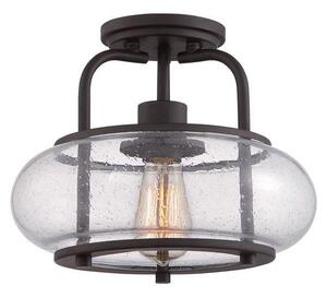 QZ/TRILOGY/SF/S Trilogy 1 Light Old Bronze Semi Flush Light with Glass Shade