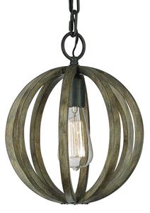 FE/ALLIER/P WW Allier 1 Light Oak Wood and Iron Mini Pendant