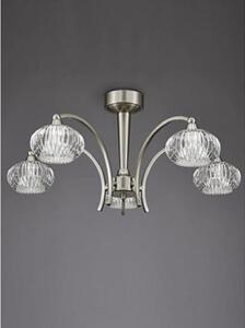 Franklite FL2335/5 Ripple 5 Light Ceiling Pendant In Satin Nickel With Clear Ribbed Glass Shades