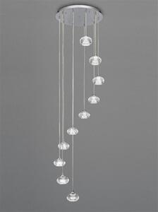 F2343/10 Lizzy 10 Light Ceiling Pendant In Chrome With Clear Modern Effect Glass Shades