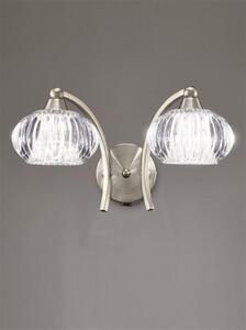 Franklite FL2335/2 Ripple 2 Light Wall Light In Satin Nickel With Clear Ribbed Glass Shades