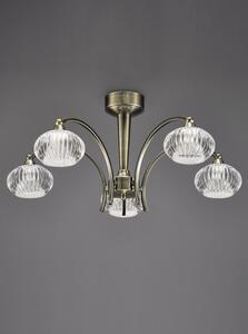 FL2336/5 Ripple 5 Light Ceiling Pendant In Bronze With Clear Ribbed Glass Shades