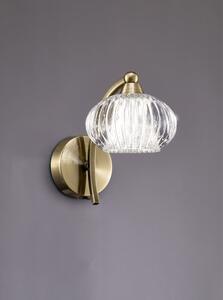 FL2336/1 Ripple 1 Light Wall Light In Bronze With Clear Ribbed Glass Shade