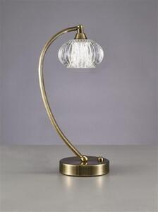 T988 Modern 1 Light Table Lamp In Bronze With Clear Ribbed Glass Shade