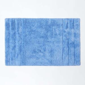 Homescapes Spa Supreme Luxury 100% Cotton Blue Bath Mat, 50 x 80 cm, Machine Washable, Super Absorbent, Non-Slip Latex Reverse, OEKO-TEX® certified