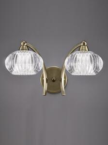 FL2336/2 Ripple 2 Light Wall Light In Bronze With Clear Ribbed Glass Shades