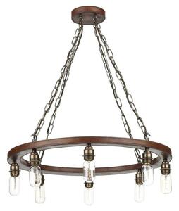 David Hunt Lighting SAD0883 Saddler 8 Light Pendant In Brown Leather Effect, Fitting Only