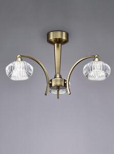 FL2336/3 Ripple 3 Light Ceiling Light In Bronze With Clear Ribbed Glass Shades