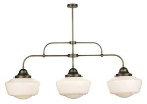 David Hunt Lighting STO0312 Stowe 3 Light Pendant Ceiling Light In Gloss Opal/Antique Brass