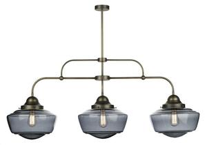 David Hunt Lighting STO0310 Stowe 3 Light Pendant Ceiling Light In Smoked/Antique Brass