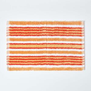 Homescapes Handloomed Striped Cotton Bath Mat Orange