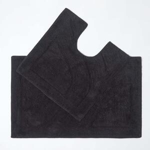 Homescapes Luxury Two Piece Bath Mat Set Black