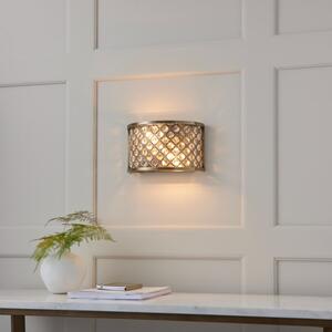 Endon 70559 Hudson 2 Light Wall Light In Antique Brass And Clear Crystal Glass