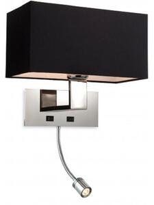Firstlight 8608BK Prince 2 Light Wall Light In Polished Stainless Steel With Black Shade