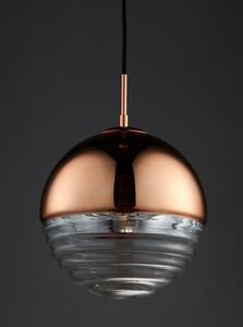Endon 68956 Paloma 1 Light Ceiling Pendant In Copper And Clear Ribbed Glass