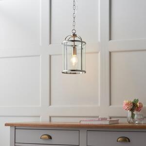 Endon 70323 Lambeth 1 Light Ceiling Pendant In Satin Nickel And Clear Glass