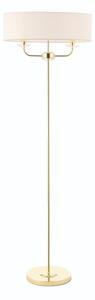 Endon 70563 Nixon 2 Light Floor Lamp In Brass With Crystal And Vintage White Faux Silk Shade