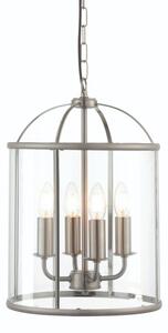 Endon 70324 Lambeth 4 Light Ceiling Pendant In Satin Nickel And Clear Glass