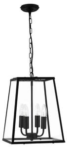 Searchlight 5614BK Voyager 4 Light Tapered Ceiling Pendant Light In Matt Black With Clear Glass