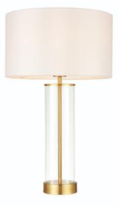 Endon 68802 Modern Touch Table Lamp In Glass And Brushed Gold With White Faux Silk Shade