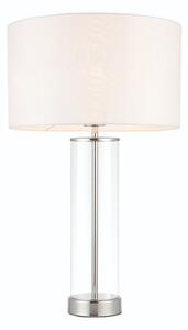Endon 70600 Touch Table Lamp In Glass With White Faux Silk Shade