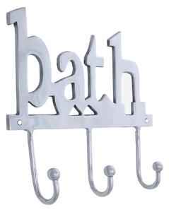 Homescapes Metal Silver Coat Rack - BATH 3 Wall Hooks