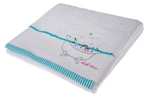 Homescapes Embroidered Bath Time White Bath Towel 100% Cotton