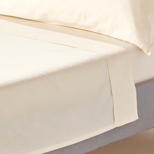 Homescapes Cream Organic Cotton Flat Sheet 400 TC, Single