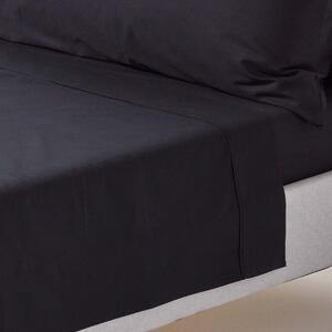 Homescapes Black Egyptian Cotton Flat Sheet 200 TC, Single