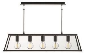 Searchlight 4614-5BK Voyager 5 Light Ceiling Bar Pendant Light In Matt Black With Clear Glass