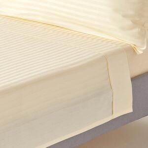 Pastel Yellow Egyptian Cotton Satin Stripe Flat Sheet 330 TC, Single