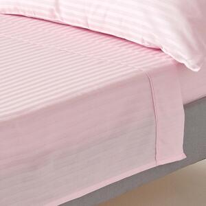 Homescapes Pink Egyptian Cotton Satin Stripe Flat Sheet 330 TC, Double