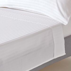 White Egyptian Cotton Satin Stripe Flat Sheet 330 TC, Super King