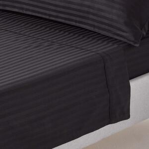 Black Egyptian Cotton Satin Stripe Flat Sheet 330 TC, Super King