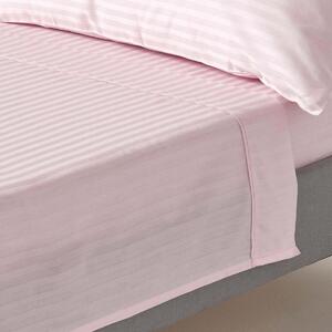 Dusky Pink Violet Egyptian Cotton Satin Stripe Flat Sheet 330 TC, Single