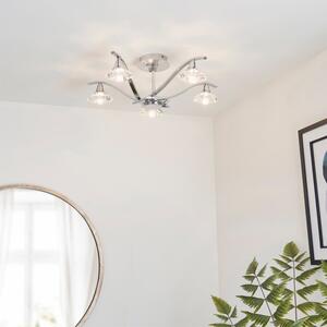 Endon LANGELLA-5CH 5 Light Semi Flush Ceiling Light with Crystal Shades