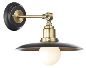 Dar HAN0754 Hannover 1 Light Antique Brass and Black Wall Light