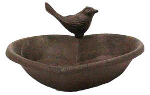 Homescapes Brown Decorative Bird Rustic Heart Bird Bath Cast Iron