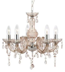 Searchlight 1455-5MI Marie Therese 5 Light Ceiling Pendant Light In Chrome And Mink