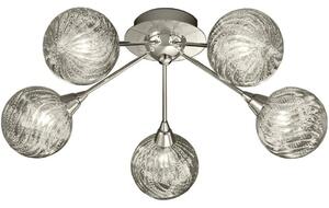 F2329/5 Chrome 5 Light Textured Glass Ceiling Light