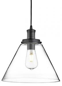 Searchlight 3228BK Pyramid 1 Light Ceiling Pendant Light In Black With Clear Glass