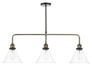 Dar RAY0375 3 light Clear Glass Bar Pendant Light
