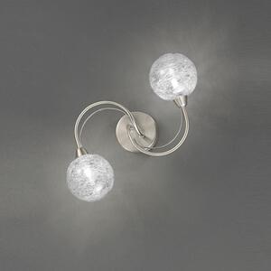 F2327/2 Satin Nickel 2 Light Ceiling or Wall Light with Spun Glass Shades