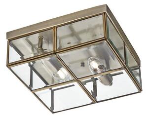 Searchlight 6769-26AB 2 Light Flush Ceiling Light In Antique Brass Frame With Bevelled Glass