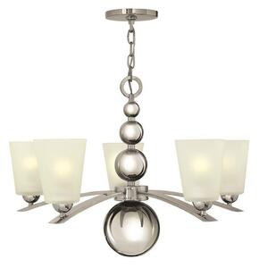 HK/ZELDA5 PN Polished Nickel Zelda 5 Light Chandelier with Glass Shades