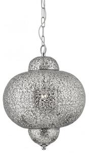 Searchlight 9221-1SS Moroccan 1 Light Ceiling Pendant Light In Shiny Nickel With Patterned Finish