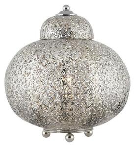 Searchlight 8221-1SS Moroccan 1 Light Table Lamp In Shiny Nickel With Patterned Finish