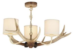 David Hunt Lighting ANT0315 Antler Bleached Pendant with Cream Shades