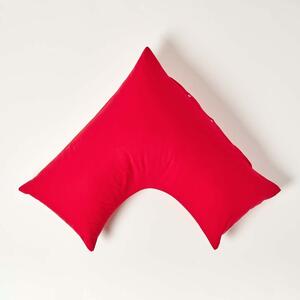 Homescapes Red Egyptian Cotton V Shaped Pillowcase 200 TC